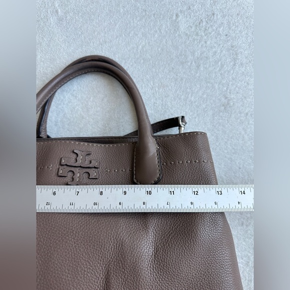 EUC Tory Burch Silver Maple‎ Leather McGraw Triple Compartment Satchel - Picture 11 of 13